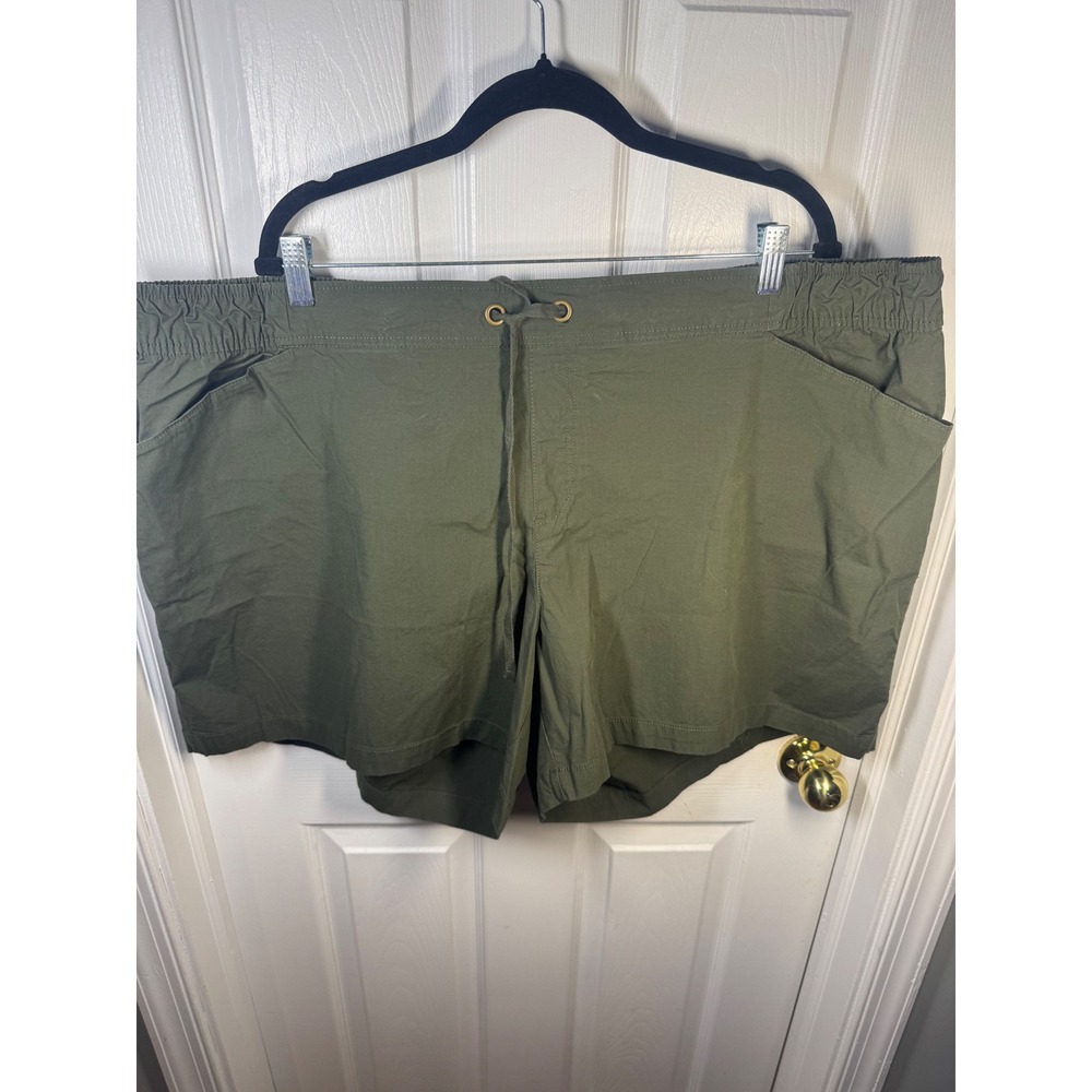 Lane Bryant Venezia Olive Green Shorts Plus Size 24W Elastic Waist Drawstring